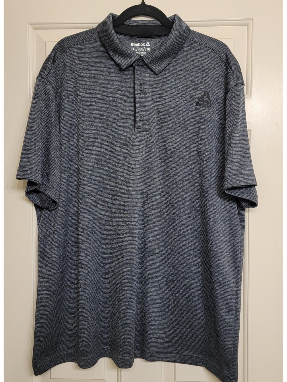 Reebok Golf Polo Shirt Men's 3XL Performance Short Sleeve Black Gray Heathered